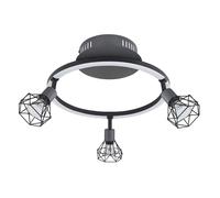 Plafonnier LED pivotant Spotrondell GU10 Abat-jour grille Plafonnier graphite noir, métal, 3x GU10 douilles, 1x 12W 460Lm blanc chaud, LxlxH 46x38,5x20 cm
