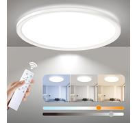 Plafonnier LED, Plafonnier à Intensité Variable Plat avec Télécommande, 3000 K - 6500 K, CRI ≥ 80 IP54 Étanche, 15 W / 1875 LM, Lampe Ultra-Fine pour Chambre à Coucher, Salon, Chambre d'Enfant, Cuisin