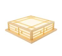 Plafonnier LED, Plafonnier Bois Pin Massif Carré 45cm, Luminaire Plafond Style Japonais Moderne Blanc et Bois, Éclairage Chaud 3000K 24W pour Salon Chambre Cuisine, Installation Facile, Durable