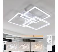 Plafonnier LED, plafonnier carré moderne à intensité variable 40W avec télécommande pour salon, salle à manger, chambre à coucher
