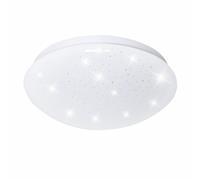Plafonnier LED Plafonnier de salon rond blanc avec effet d'étoile, métal plastique, 1x LED 8W 560 lm blanc chaud, DxH 21,5x7,8 cm