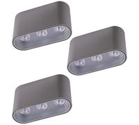 Plafonnier LED plafonnier lampe de couloir en saillie gris clair argent lampe de salon, 7W 421lm blanc chaud, L 10,5x 6,4 cm, lot de 3