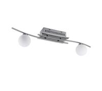 Plafonnier LED plafonnier lampe de cuisine en verre opale lampe de salon, boule design nickel chrome mat, 2x 3.8W 2x340lm 3000K, L 66 cm
