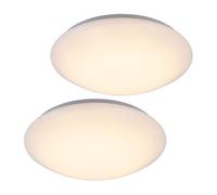 Plafonnier LED plafonnier lampe de salon blanc rond, métal acrylique, 16W 880lm blanc chaud, DxH 34,5x9 cm, lot de 2