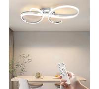 Plafonnier LED Plafonnier moderne et créatif Luminaire à intensité variable avec télécommande Éclairage intérieur adapté aux salons, chambres, salles à manger, cuisines et bureaux (Chromé, L60cm)