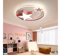 Plafonnier LED Plafonnier Moderne Étoile Lampe pour Enfants À Intensité Variable Garçons Filles Chambre Salon Chambre De Bébé Cuisine Acrylique Abat-Jour Cercle Éclairage, Rose, 55 Cm, Rose, 55 cm