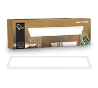 B.K.Licht - Plafonnier LED plat avec éclairage indirect, lumière blanc neutre, protection IP44, plafonnier salle de bain, lustre cuisine, lustre salon, 98 x 20 x 3 cm, blanc