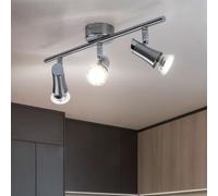 Plafonnier spot barre plafonnier avec spots orientables 3 feux spot plafond, métal chrome nickel mat, 3x GU10 LED blanc chaud, LxH 39x11,5cm, salon
