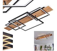 Plafonnier LED Pompu, plafonnier à intensité variable en métal/bois/plastique noir/naturel/blanc, luminaire à intensité variable, LED 32 watts (incl.), 3000 K, 1500 lumens