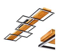 Plafonnier LED Pompu, plafonnier à intensité variable en métal/bois/plastique noir/naturel/blanc, luminaire à intensité variable, LED 42 watts, 3000 K, 5700 lumens max.