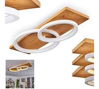 Plafonnier LED Pompu, plafonnier en métal/bois/plastique naturel/blanc, 75 cm, intensité lumineuse variable, 3500 lumens, 3000 K, 1 x LED 30 watts (incl.)