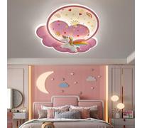 Plafonnier LED pour Chambre D’Enfant, Plafonnier Moderne à Intensité Variable avec Télécommande, Conception D’Astronaute Licorne, éclairage De Chambre pour Garçons Et, Pink