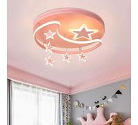 Plafonnier LED pour chambre d'enfant à intensité variable avec télécommande - Design étoile et lune - Suspension en métal et acrylique - Lampe suspendue pour chambre de bébé, chambre à coucher,