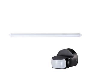 Plafonnier LED pour locaux humides Lampe à vasque avec détecteur de mouvement Tube LED lampe de garage avec capteur, IP65, 1x LED 48W 5760Lm blanc froid, L 150 cm