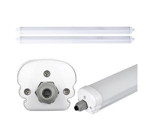 Plafonnier LED pour pièces humides, lampe de baignoire, lampe de garage LED, tube LED, raccordement en série, protection contre les jets d'eau, 1x LED 36W 4320lm blanc neutre, L 120 cm, lot de 2