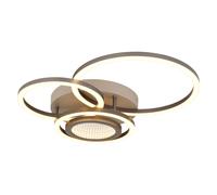 Plafonnier LED pour salon, couleur sable, 3 anneaux, effet tunnel, L 49 cm
