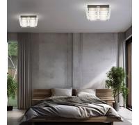 Plafonnier LED Pour Salon En Chrome Et Verre, Applique Murale, L 24 Cm 2X