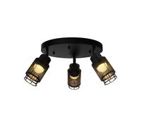 Plafonnier LED pour salon, noir, spots orientables, L 46 cm