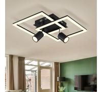 Plafonnier LED pour salon, spot de plafond mobile en métal noir mat