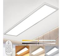 Plafonnier LED Réglable 120x30cm avec Télécommande, 40W Super Panneau LED de Forte Luminosité, Blanc Chaud/Naturel/Froid 2700K - 6500K, Lampe de Plafond Éclairage pour Atelier Bureau Salon Chambre