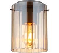 Plafonnier LED Rétro Lampe de salon verre rainuré Plafonnier ambre Lampe de couloir, 1x 7W 806Lm blanc chaud, DxH 18 x 23 cm