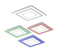 Plafonnier LED RGB changement de couleur lampe de salon dimmable plafonnier CCT blanc, minuterie fonction veilleuse, 18W 2400Lm blanc chaud froid, LxLxH 43,8x43,8x6,9 cm