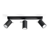SOLLUX lighting Ring 3 Plafonnier | Design Minimaliste et Moderne, Bras Orientable & Direction de la Lumière | Ampoule GU10 Remplaçable, 3 x 40 W | Acier, Noir, 45 x 6 x 16 cm