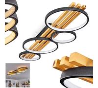 Plafonnier LED Rodekro, à intensité variable en métal/bois/plastique noir/naturel/blanc, à intensité variable via un interrupteur classique, luminaire avec rampe en bois, LED 44 W, 5100 lm, 3000 K