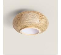 LEDKIA LIGHTING – Plafonnier LED rond Denia Ø400 mm bambou naturel Compatible E27