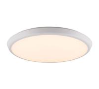 Plafonnier LED rond blanc pour salon, métal et plastique, 1 LED 24 W, 240 lm, blanc chaud, D x H 37 x 22 cm