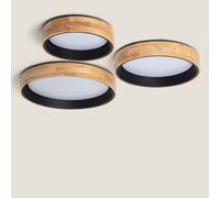 Plafonnier LED Rond Bois et Aluminium 15W CCT Sélectionnable Dari Ø370 mm [EEK: F]