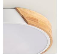 LEDKIA LIGHTING Plafonnier LED pour cuisine, salle à manger, chambre, salle de bain 18 W circulaire en bois Ø320 mm Température de couleur sélectionnable (blanc froid, neutre, chaud) semi-dari