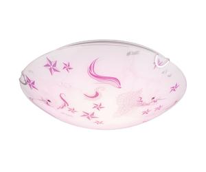 Plafonnier LED rond éclairage chambre d'enfant étoiles licornes bordeaux rose blanc Globo 40609-16