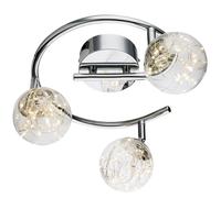 Plafonnier LED rond, éclairage intérieur, spots orientables, câble cuivre, abat-jour verre, chrome, nickel DxH 25x19,5 cm