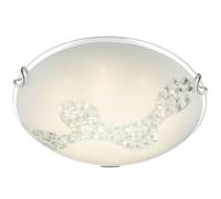 Plafonnier LED rond en verre, luminaire de couloir en cristal, lampe de cuisine blanche, 8W 645lm blanc neutre, DxH 25x9,5 cm, Globo 48258-8