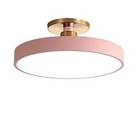 Plafonnier LED rond Macaron moderne 40W Lampe en fer forgé semi-encastré pour enfants RCouloir de chambre à coucher oom - Rose et blanc frais 50cm Éclairage élégant