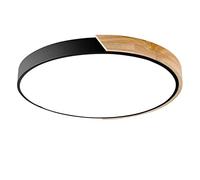 Plafonnier LED Rond Macaron, Plafonnier en Bois Moderne Éclairage De Plafond Encastré pour Chambre d'enfant, Salon, Chambre, Couloir,Noir+3 Couleurs-40cm 27W