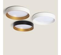 LEDKIA LIGHTING - Plafonnier LED Rond Métal 20W | CCT Sélectionnable 3000K-6000K | Éclairage Constant 1600 lm | Ø450 mm, Blanc/Or