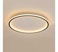 Plafonnier LED rond nordique moderne ultra fin Cercle Luminaire Montage en surface Lampe en métal pour salon, chambre à coucher, Lumière blanche 3 couleurs, Noir + Blanc chaud, 60 cm 72 W