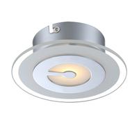 Plafonnier LED rond pour couloir, éclairage de cuisine chromé, verre partiellement satiné, 5 W, 400 lm, blanc chaud, DxH 16 x 5,2 cm