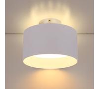 Plafonnier LED rond pour salon, blanc, avec rétroéclairage, interrupteur 3 positions, éclairage haut et bas, DxH 14x10,5 cm