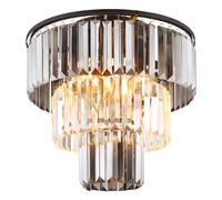 Plafonnier LED RVB, lampe de salon, intensité réglable, verre noir, D 40 cm