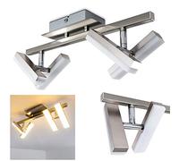 Plafonnier LED Sakami en métal chromé, 4 spots de 2 Watt, 420 Lumen chacun, produisant une lumière à 3000 Kelvin (blanc chaud)