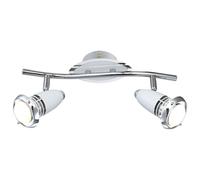 Plafonnier LED salle à manger spot chrome avec spots orientables, blanc argenté, 2x4 watts 2x 250 lumens 3000 Kelvin, LxlxH 34x9x15 cm