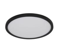 Plafonnier LED Salle de bain Lampe de chambre à coucher Lampe de salon, plastique blanc noir, télécommande gradable RVB changement de couleur Backlight Timer CCT, 18W 1600lm 3000-6000K, D 29,4 cm