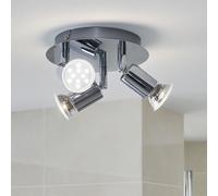 Plafonnier LED Salle de bain Spot orientable Plafonnier chromé Lampe de couloir, métal, 3x 3W 3x250lm blanc chaud, DxH 16 x 7,4 cm