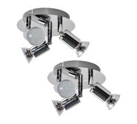 Plafonnier LED Salle de bain Spot orientable Plafonnier chromé Lampe de couloir, métal, 3x 3W 3x250lm blanc chaud, DxH 16 x 7,4 cm, 2er Set