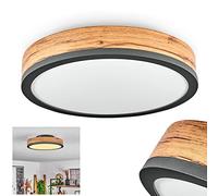 Plafonnier LED Salmi, plafonnier en métal/MDF/plastique anthracite/imitation bois/marron/blanc, Ø30 cm, 950 lumens, 3000 K, 1 x LED 12 watts (incl.) IP20