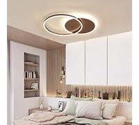 Plafonnier LED Salon Lumières Métal Dimmable Avec Télécommande Anneau Design Lampe Plafond Acrylique Lampe Suspendue Chambre Salle D'étude Chambre D'enfants Protection Des Yeux Lustre,Marron,2 Ringe
