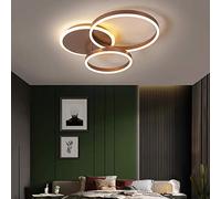 Plafonnier LED Salon Lumières Métal Dimmable Avec Télécommande Anneau Design Lampe Plafond Acrylique Lampe Suspendue Chambre Salle D'étude Chambre D'enfants Protection Des Yeux Lustre,Marron,3 Ringe